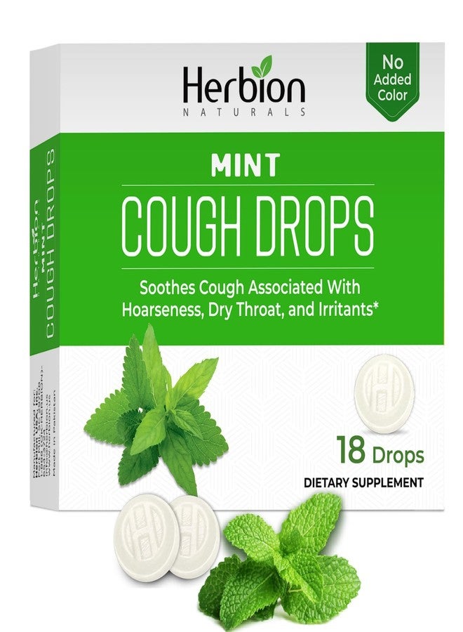 HERBION Naturals Cough Drops with Mint Flavor, Soothes Cough, for Adults and Children Over 6 Years, 18 Drops, No Artificial Flavor, No Added Color - Image 1